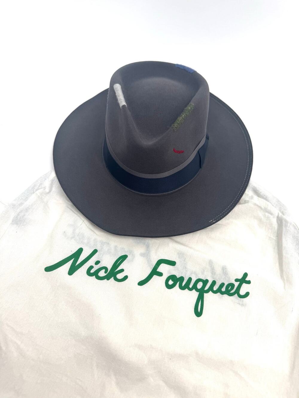 Nick Fouquet Matchstick Detail Beaver Felt Hat 7 5/8 61 Like New w/ Dust Bag